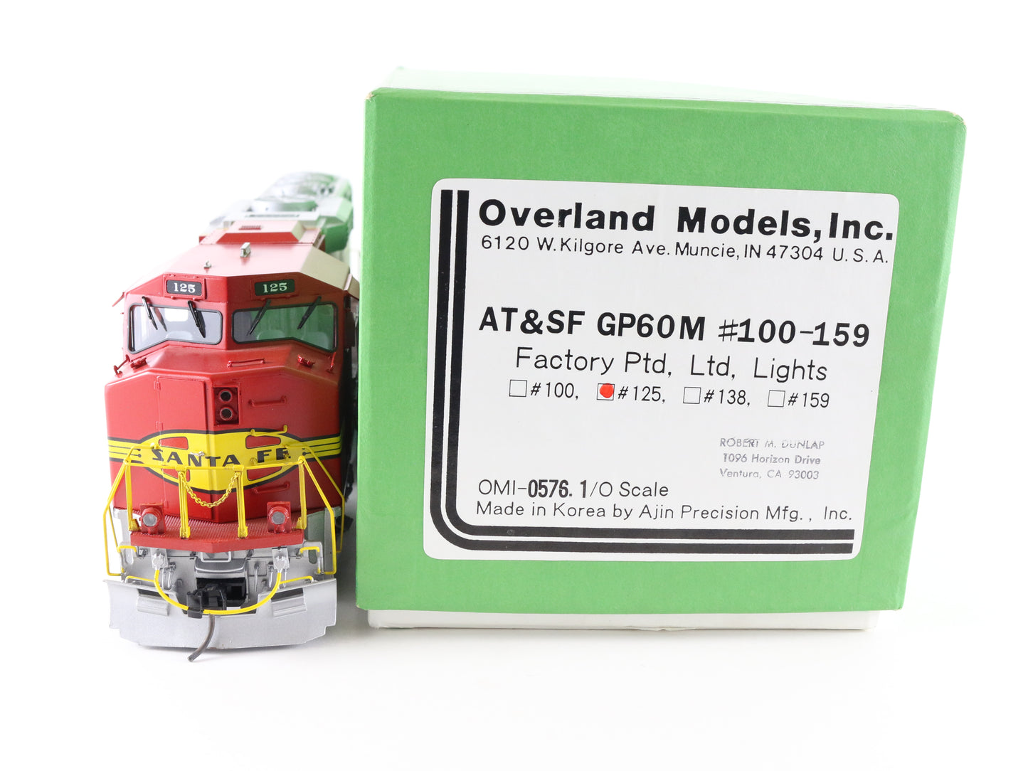 Overland O Santa Fe 125 GP60M Factory Painted Brass Diesel Locomotive OMI-0576.1