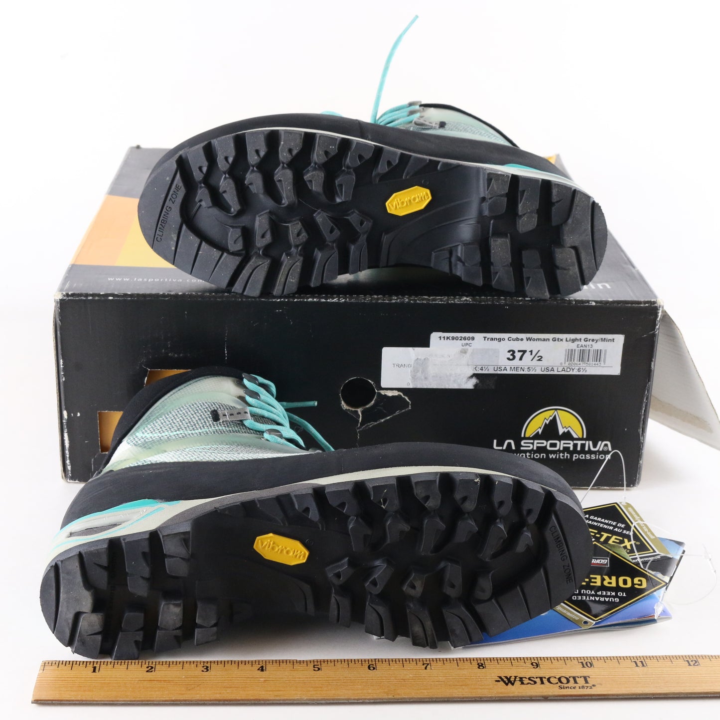 La Sportiva Trango Cube GTX Womens Light Grey Mint Hiking Boots Size 6.5 USA