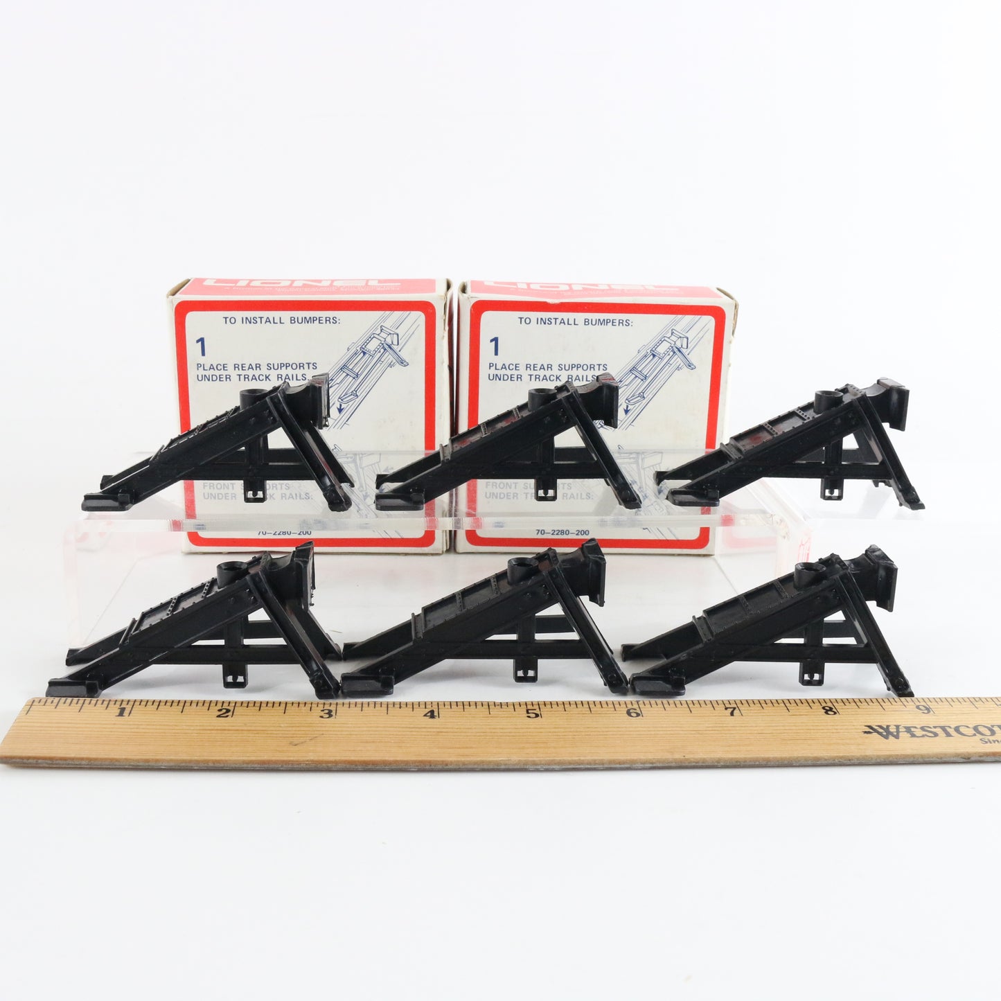 Lionel O 6-2280 Lot Of 2 Boxes (6 total Pieces) Black Plastic Bumpers end-of-track protective bumpers for layout