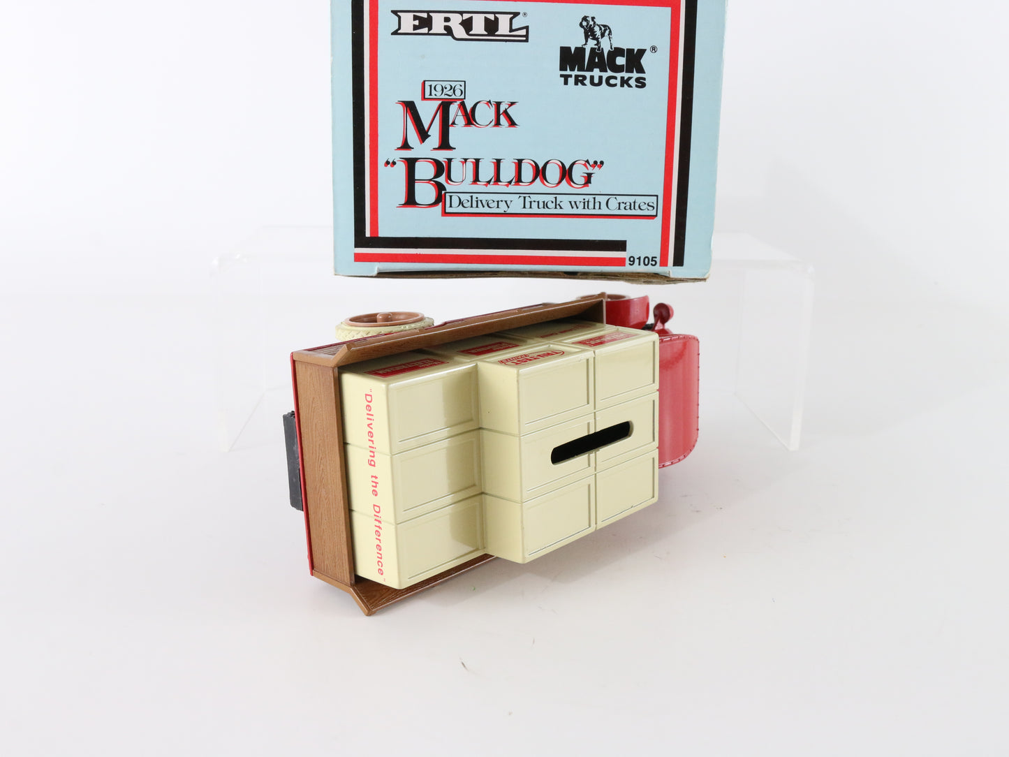 1926 Mack Bulldog Delivery Truck W/ Crates Diecast Bank Model Car Ertl 1:38 9105