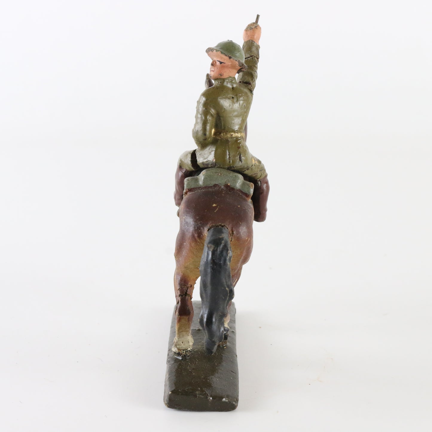 Lineol WWI German horse with charging soldier composite figure antique toy