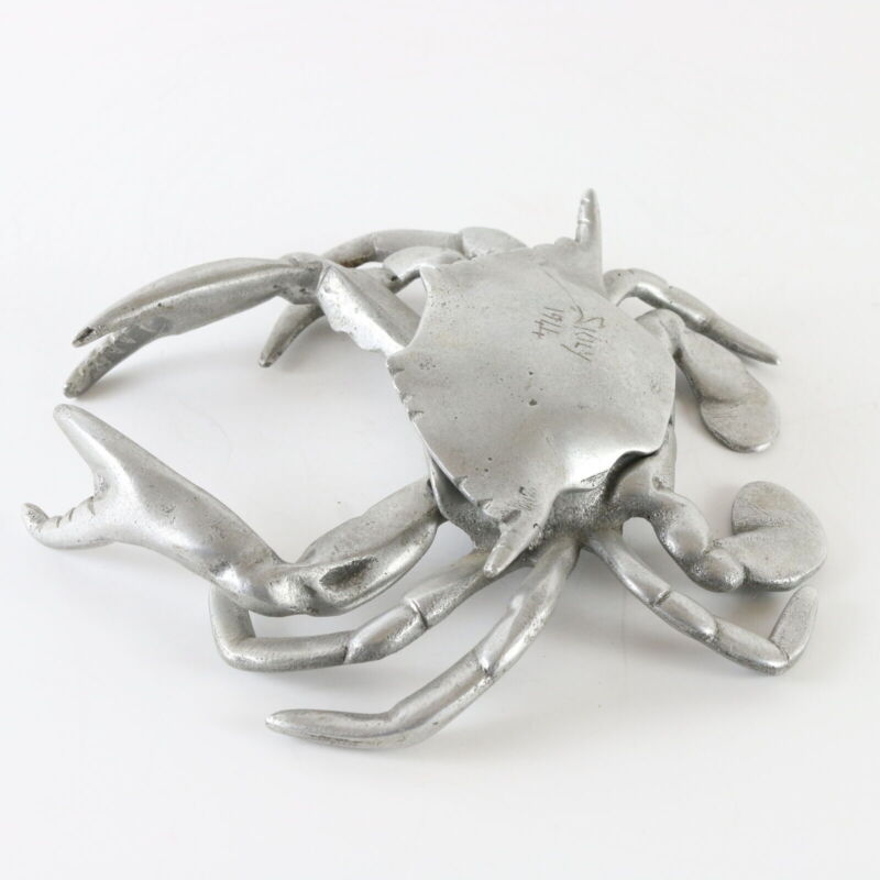 Vintage Silver Metal Candle Holder Inkwell Hinged Crab Skilly 1944