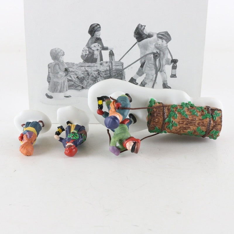 Dept 56 Heritage Village Bringing Home The Yule Log Set Of 4 Christmas 5558-1