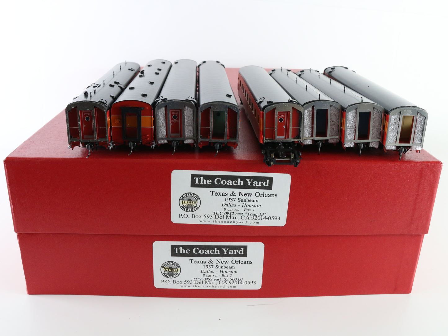 Coach Yard HO Texas New Orleans 1937 Sunbeam 8 Car Passenger Set TCY 0952 Brass