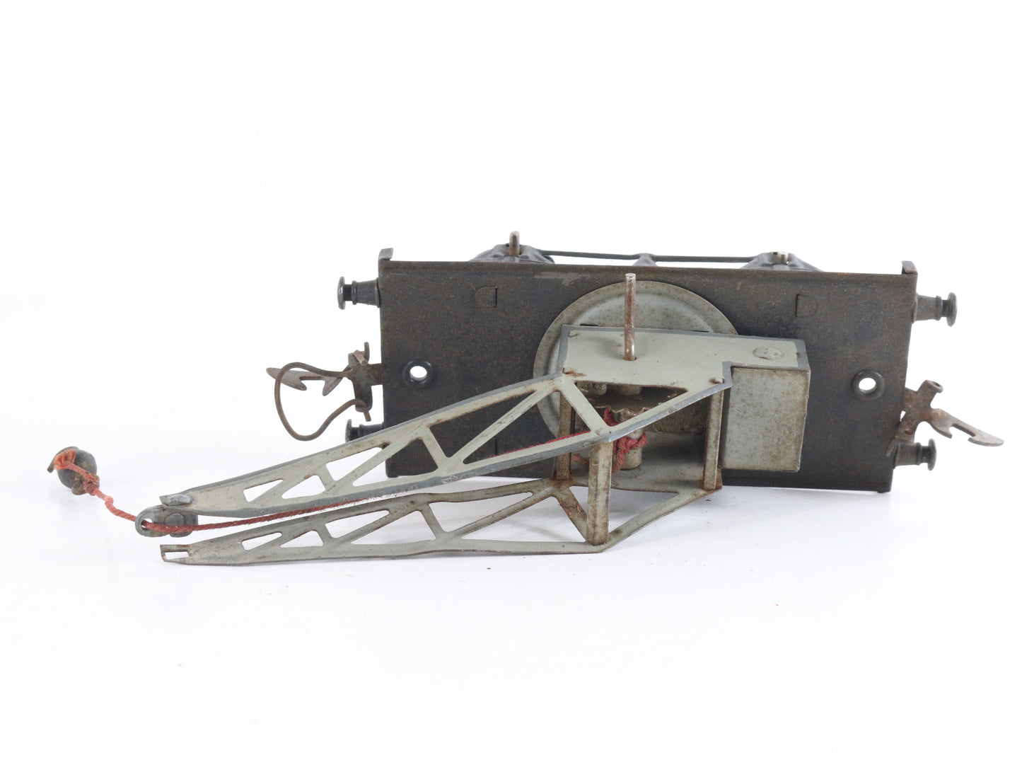 Vintage Train Crane Flat Car Hornby Meccano O Model Tinplate functional crane wagon for railway yard