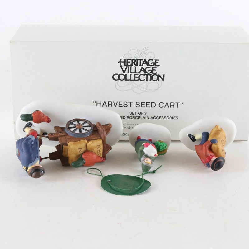Dept 56 Heritage Village Harvest Seed Cart Set Of 3 Christmas Accessories 5645-6