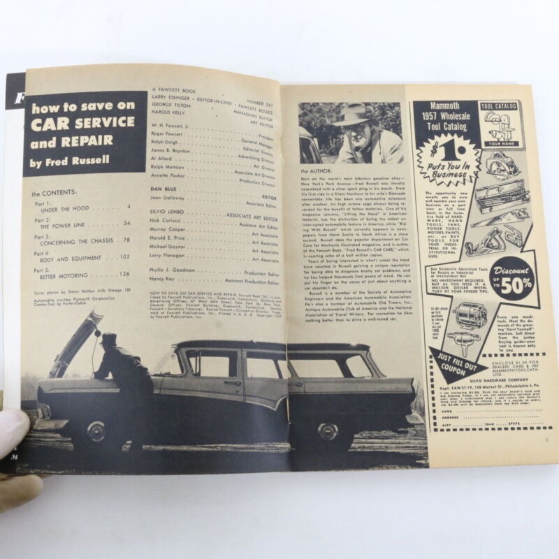 How To Save On Car Service & Repair Fred Russell Fawcett 341 75c 1957