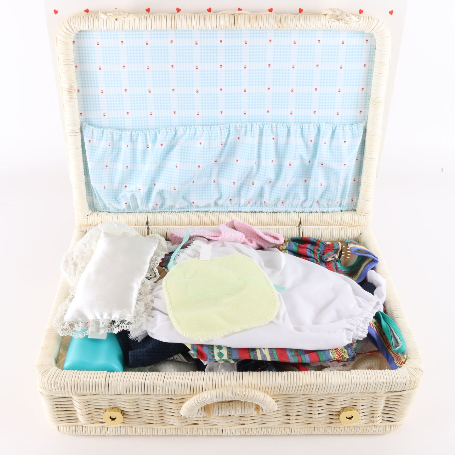 Vintage Suitcase Bitty Baby American Girl Pleasant Co W/ Clothes & Box