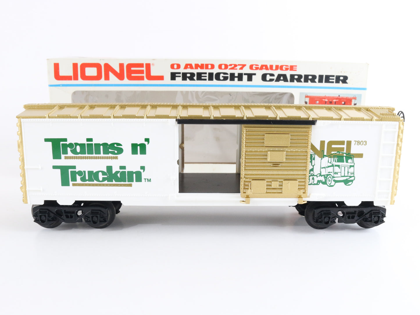 Trains N Truckin 7803 Boxcar Model Train Lionel O 6-7803 truck-themed freight box car collectible