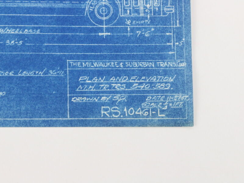 Milwaukee Suburban Plan Elevation Mh TR TRS 540-589 Trolley Blueprint 1957 11"