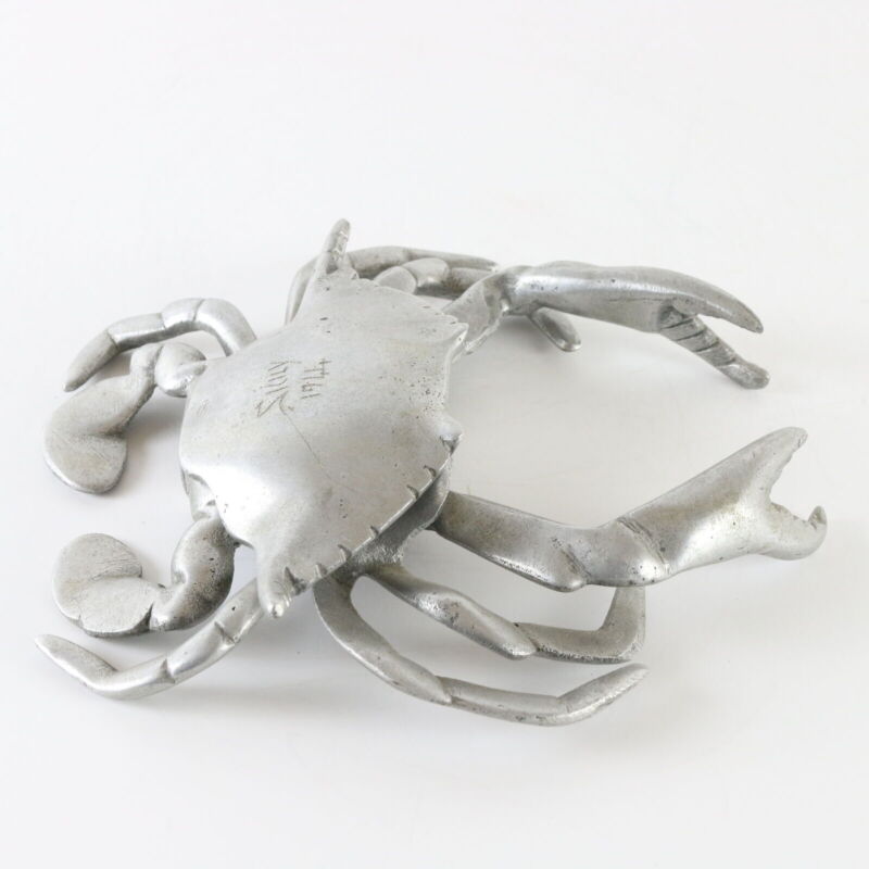 Vintage Silver Metal Candle Holder Inkwell Hinged Crab Skilly 1944