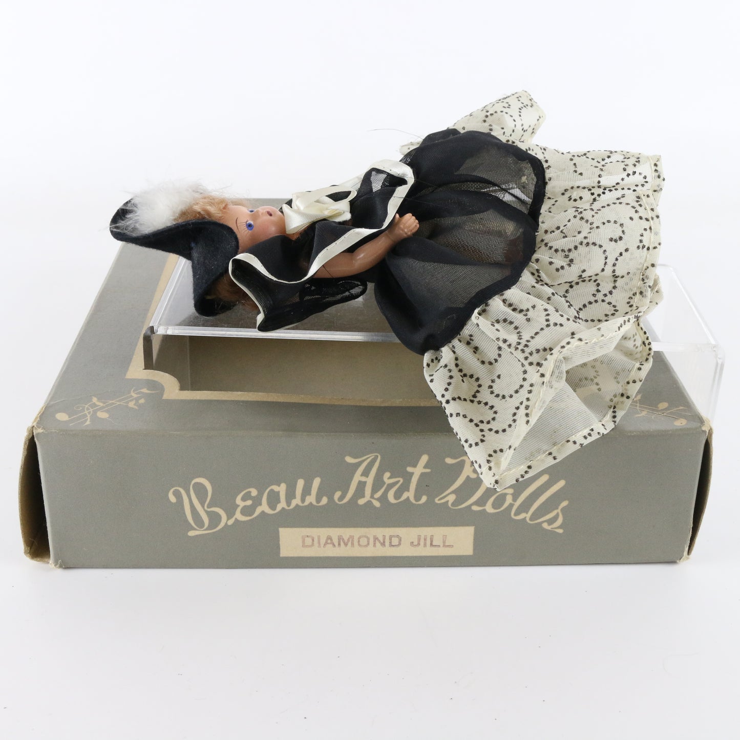 Vintage Diamond Jill Beau Art Black Dress Girl Doll 6"