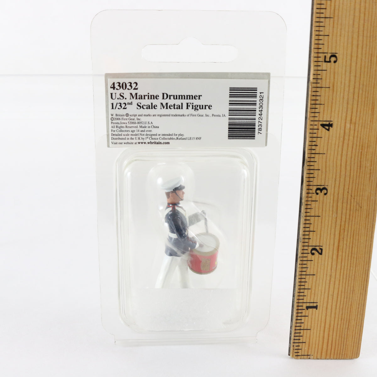 US Marine Drummer Blue White Soldier Britains 1:32 43032 Metal Figure