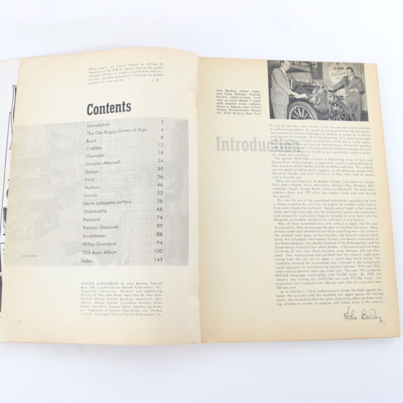 Antique Automobiles John Bentley Fawcett Car Book 75c 168 1952