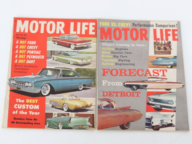 Lot Of 5 Motor Life Vintage Car Magazines June July August 1960 35c