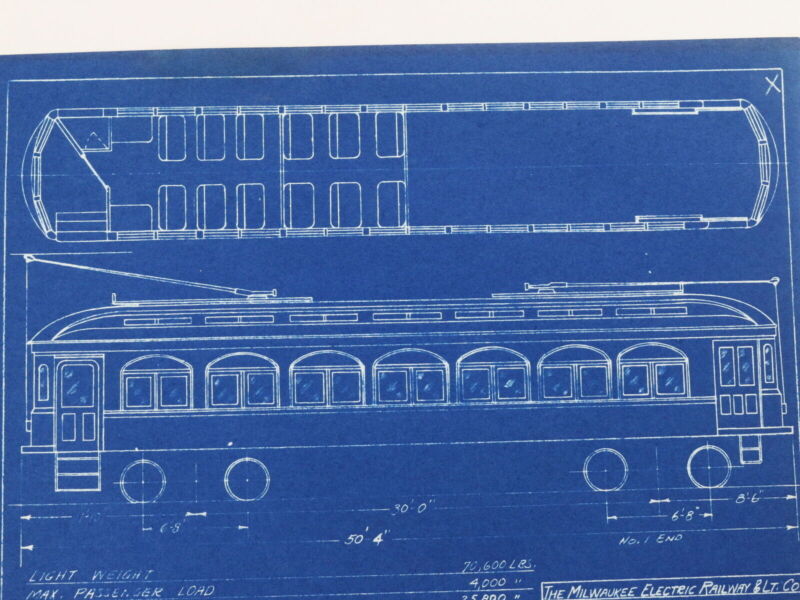 Milwaukee Electric Weight Data Loaded Northern 70-71 Blueprint 1933 10.25"