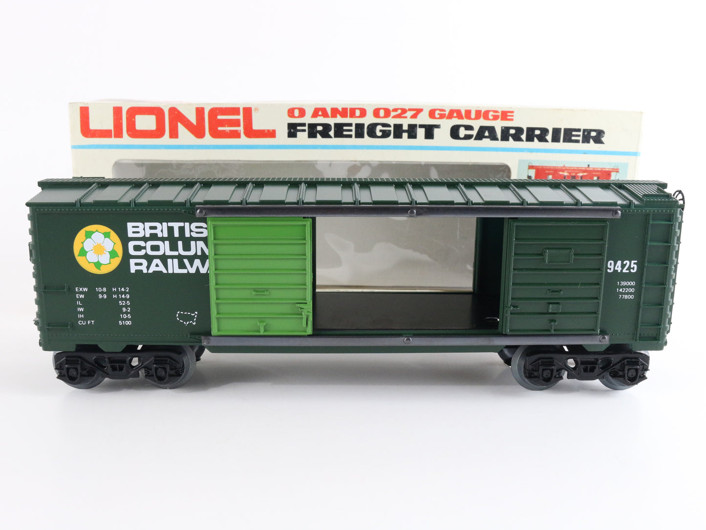 British Columbia Railway BCIT 9425 Box Car Model Train Lionel O 6-9425 detailed freight car collectible