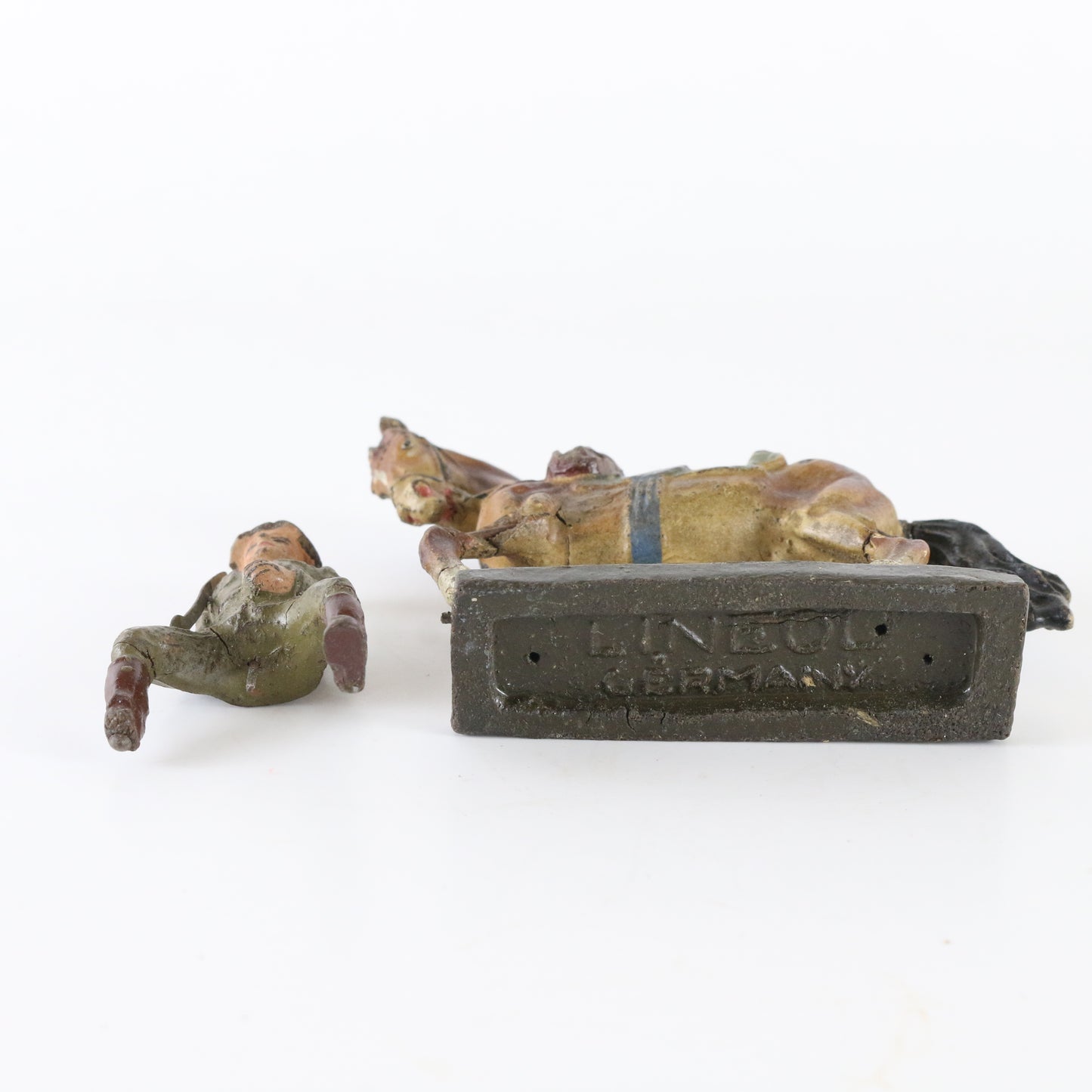 Lineol WWII horse with possible American soldier composite figure Germany