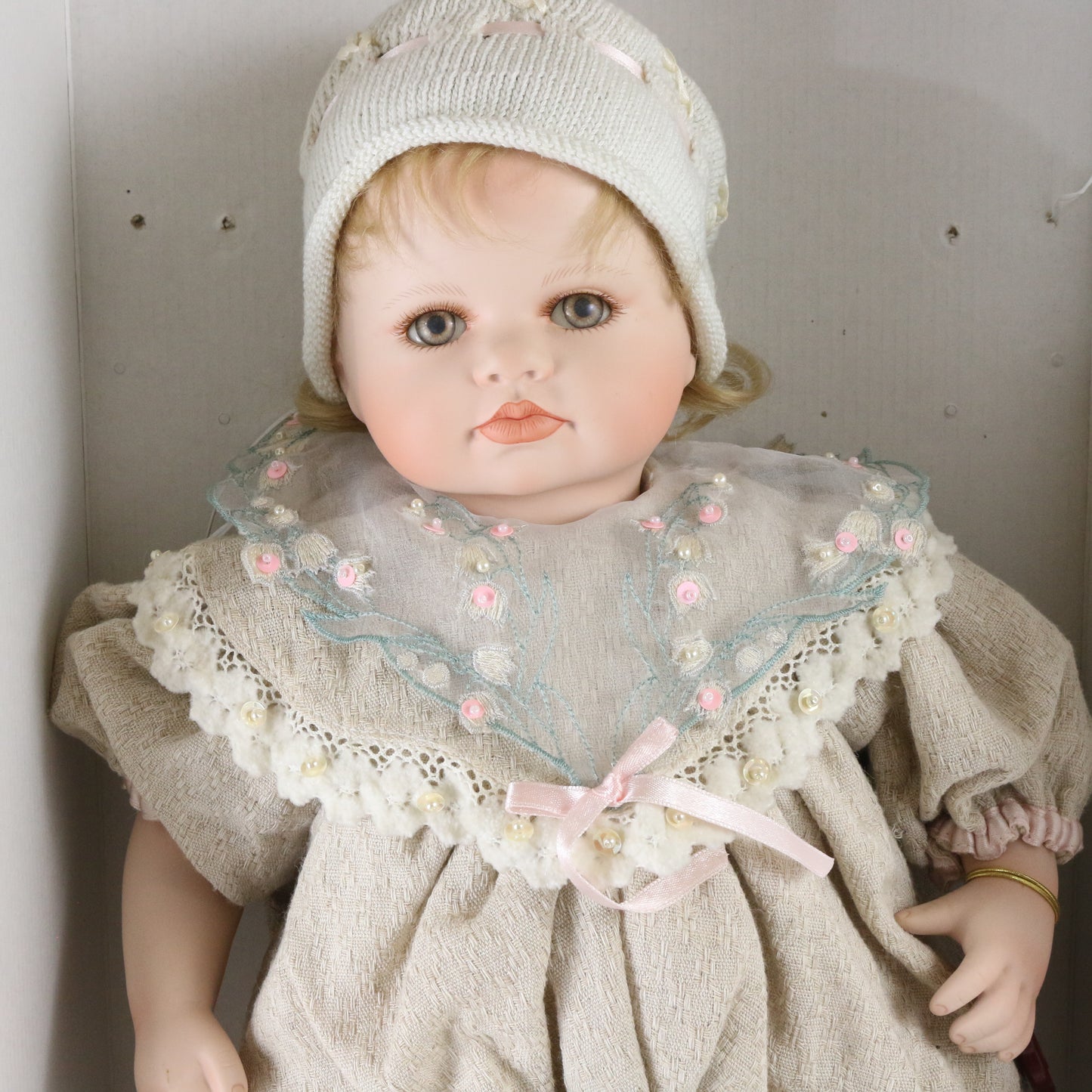 Sacha Christine Cecile Mundia Collection Linen Costume Large Porcelain Doll 18"