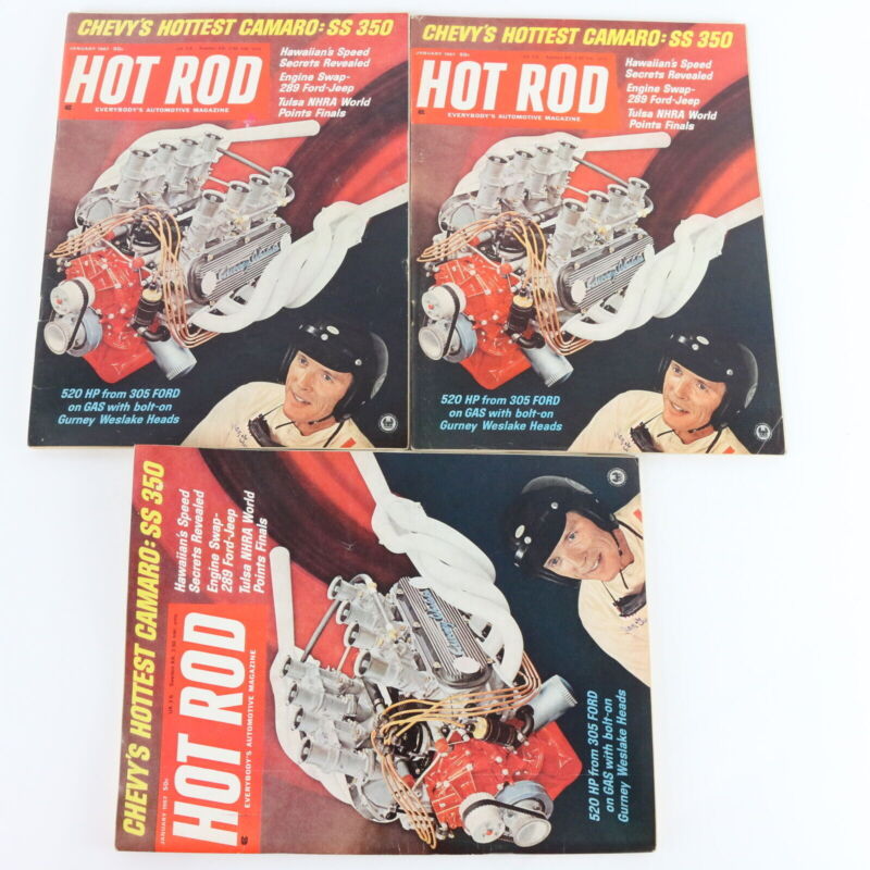 Lot Of 6 Hot Rod Camaro Ss 350 January 1967 Vintage Car Magazines