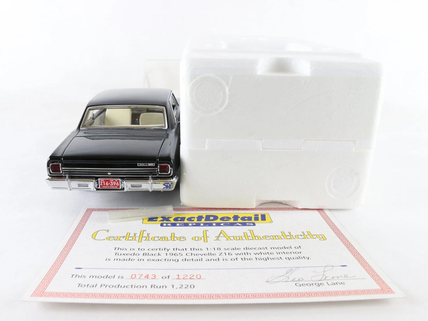 1965 Chevy Chevelle Z16 Black Exact Detail 1:18 Diecast 743/1220 WCC505a LN +Box