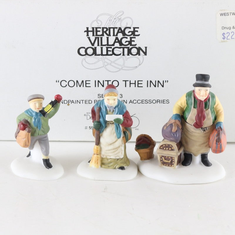 Dept 56 Heritage Village Come Into The Inn Set Of 3 Christmas Accessories 5560-3