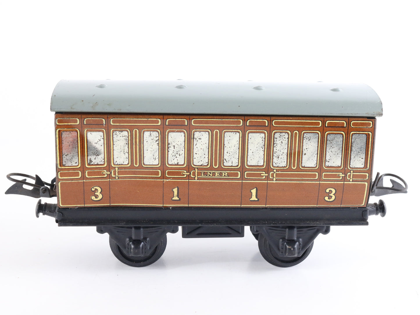 Hornby Meccano O LNER 1st & 3rd Class Passenger Coach Car Model Train classic British tinplate rail coach