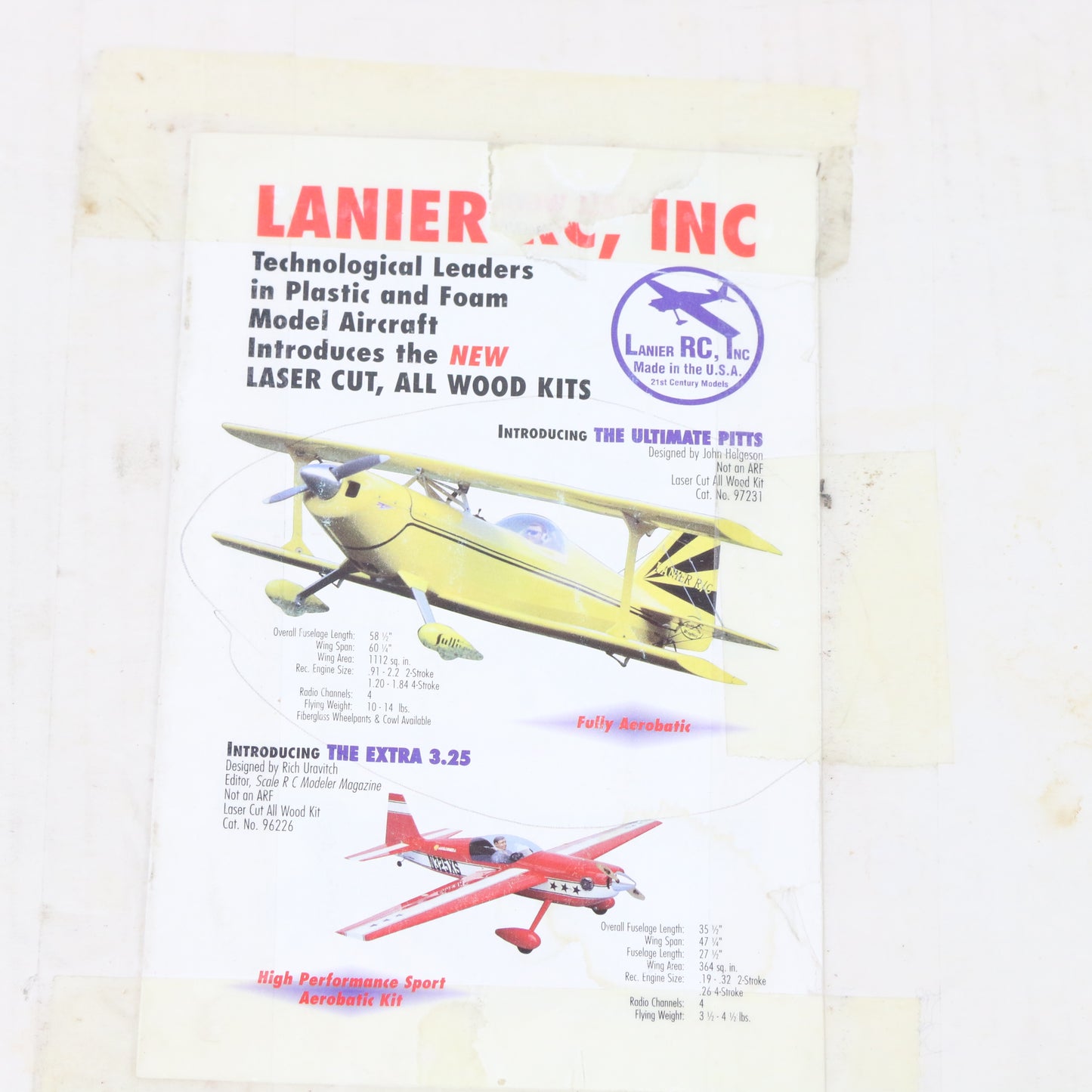 Lanier RC Ultimate Pitts 60 1/4" Wingspan Wood Plane Kit
