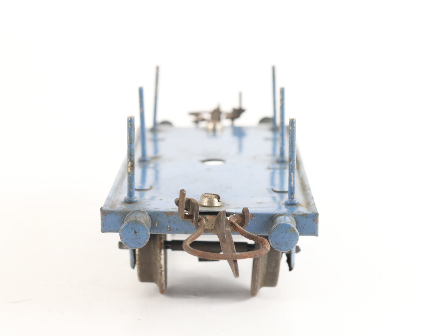 Unnumbered Blue Flat Car W/ Stakes Prewar Hornby Meccano O Model Train vintage stake flat wagon for cargo