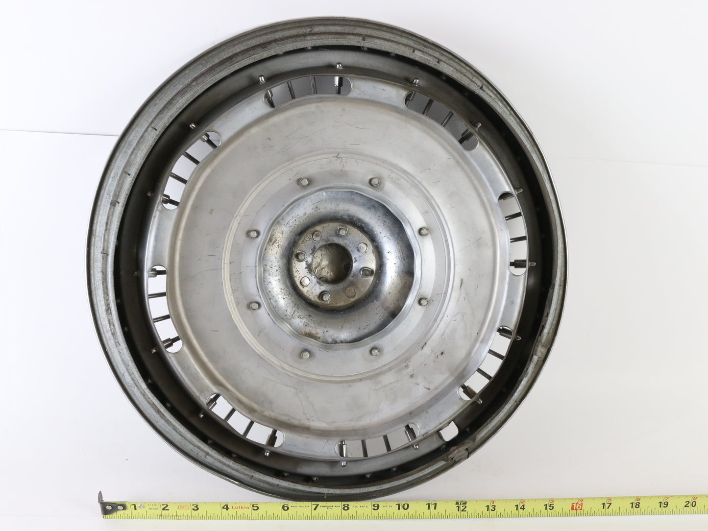 Lot Of 2 Vintage 1970s Chevrolet Wire Metal Wheel Hubcaps 16.5"