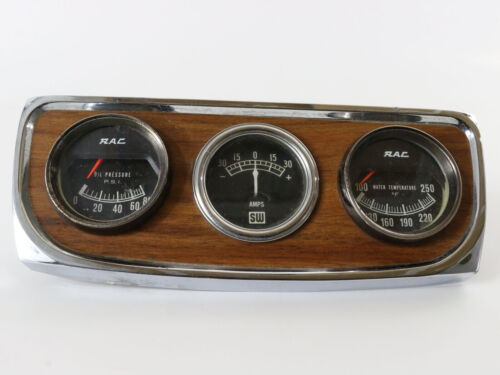 RAC Stewart Warner Vintage Hot Rod Oil Pressure Amp & Water Temp Gauges Panel