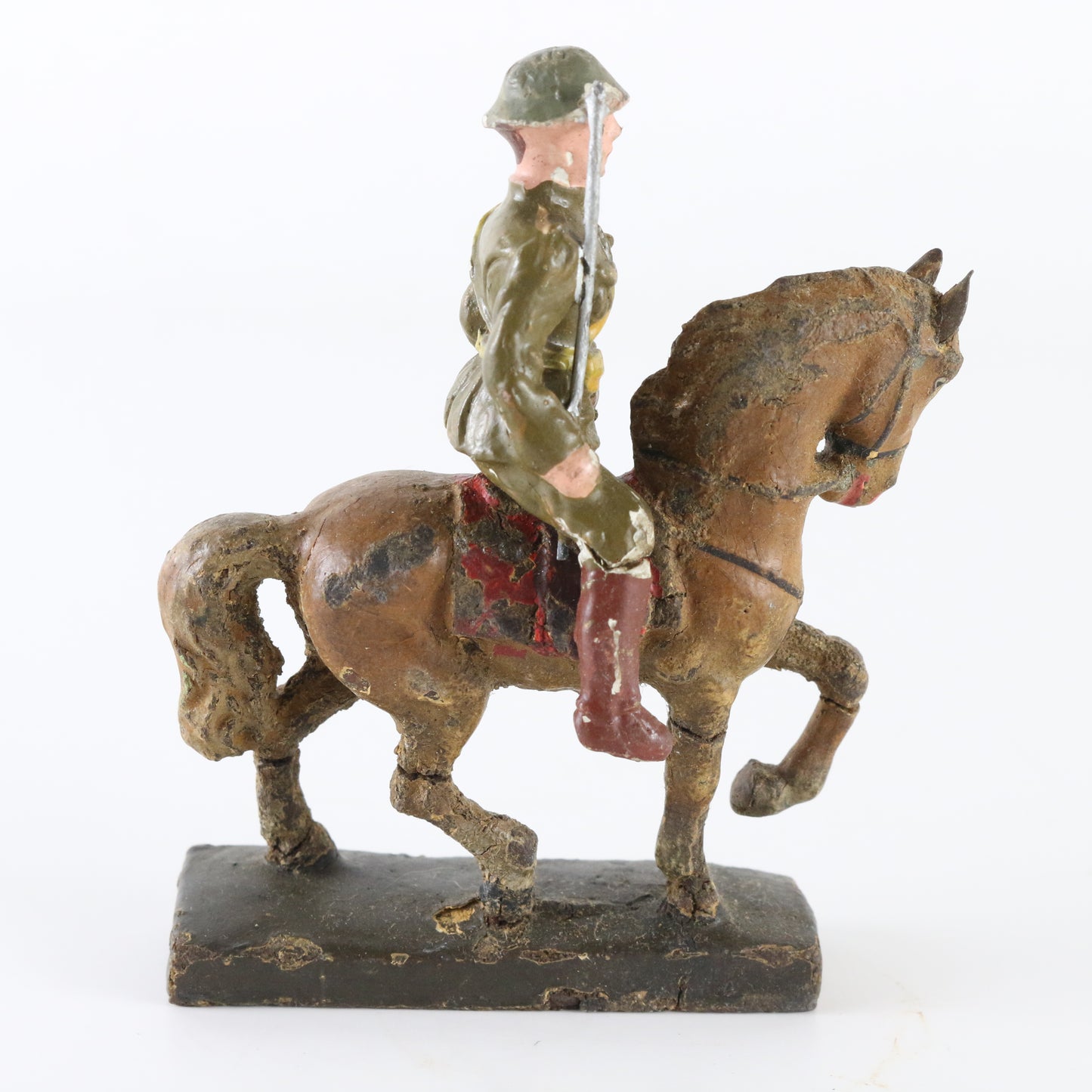 Lineol soldier on walking horse with rifle German composite vintage display