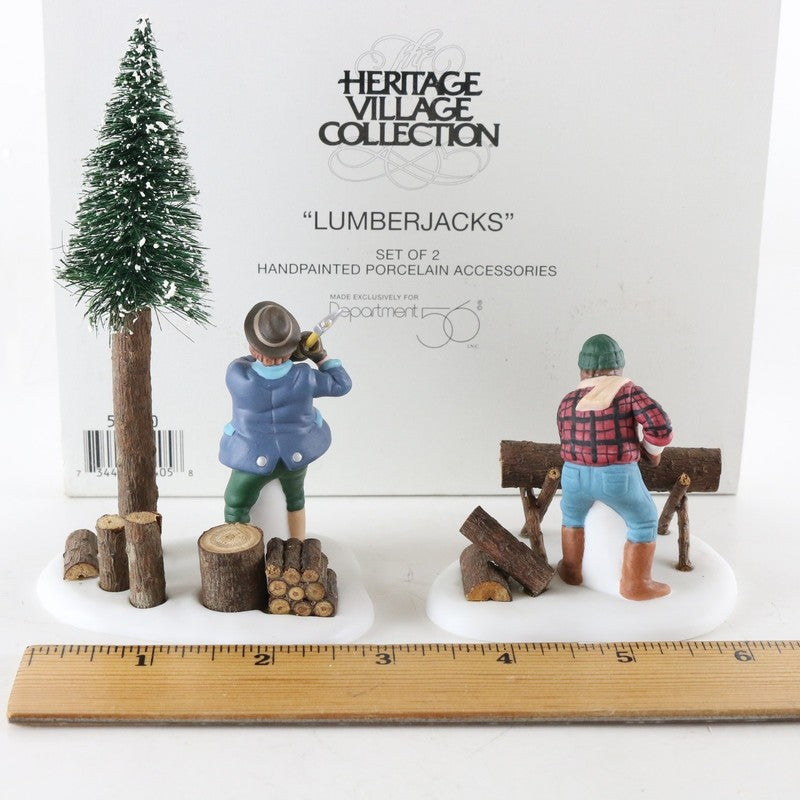 Dept 56 Heritage Village Set Of 2 Lumberjacks Porcelain Christmas Figures 56590