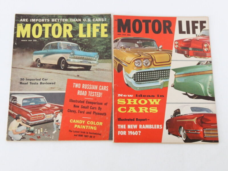 Lot Of 5 Motor Life Magazines Vintage Car Mar May Jun 1959 35c