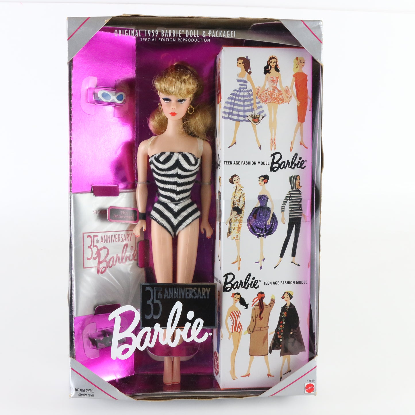 35th Anniversary Barbie 1959 Doll & Package Reproduction Mattel 11590 1993