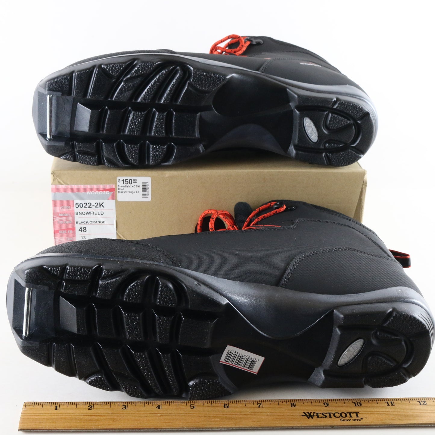 Alpina Snowfield Black & Orange Mens Cross Country Ski Boots Size 13.5 USA