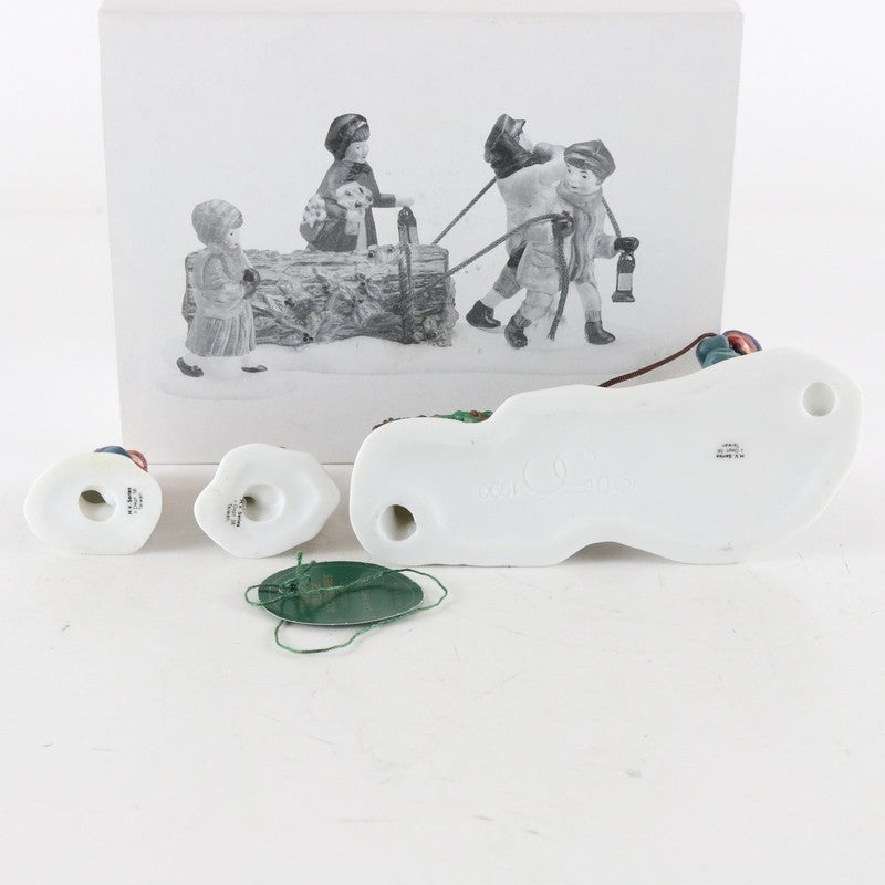 Dept 56 Heritage Village Bringing Home The Yule Log Set Of 4 Christmas 5558-1