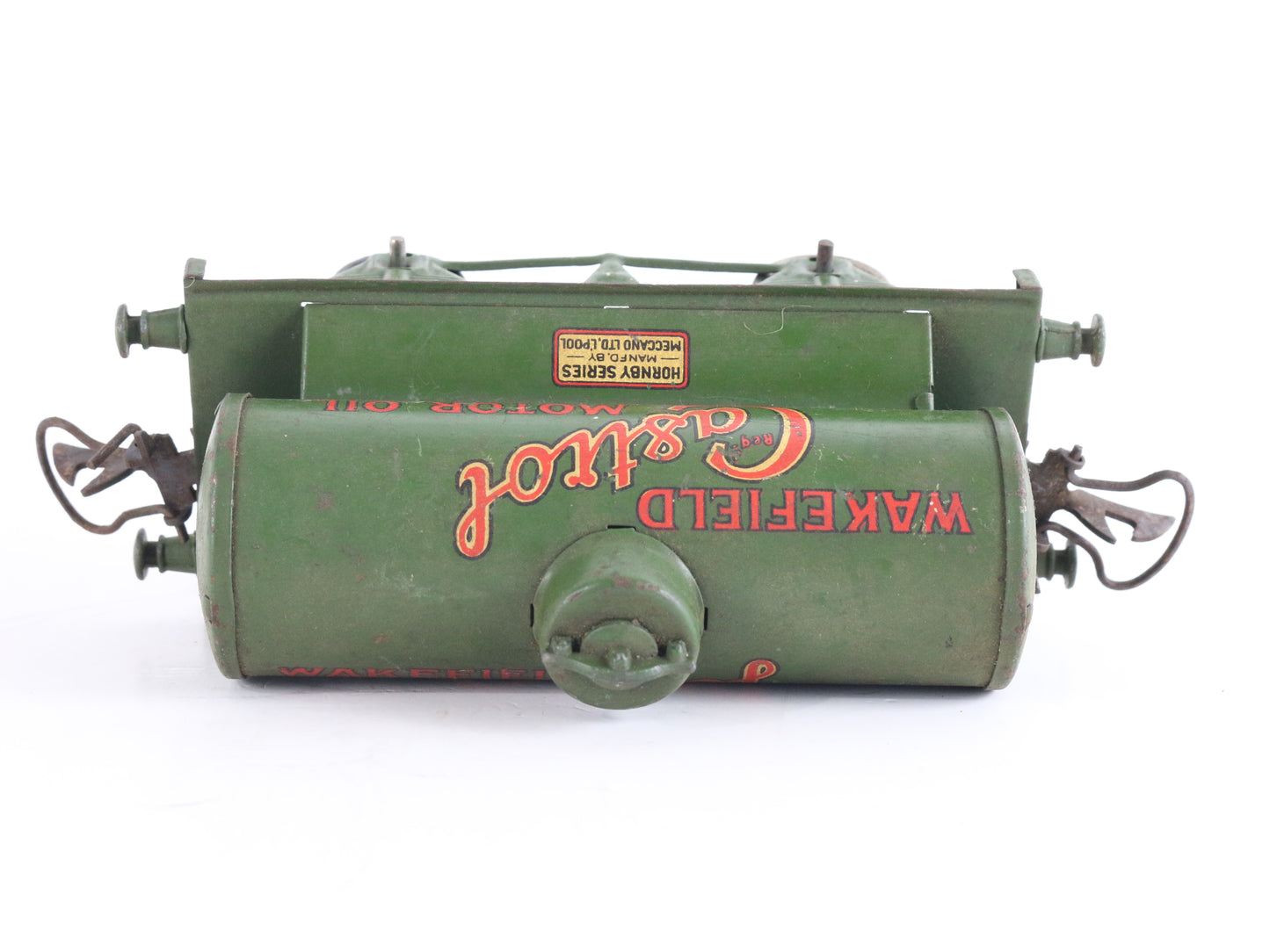 Hornby Meccano O Wakefield Castrol Motor Oil Tank Car TINPLATE Train historic branded oil tanker wagon