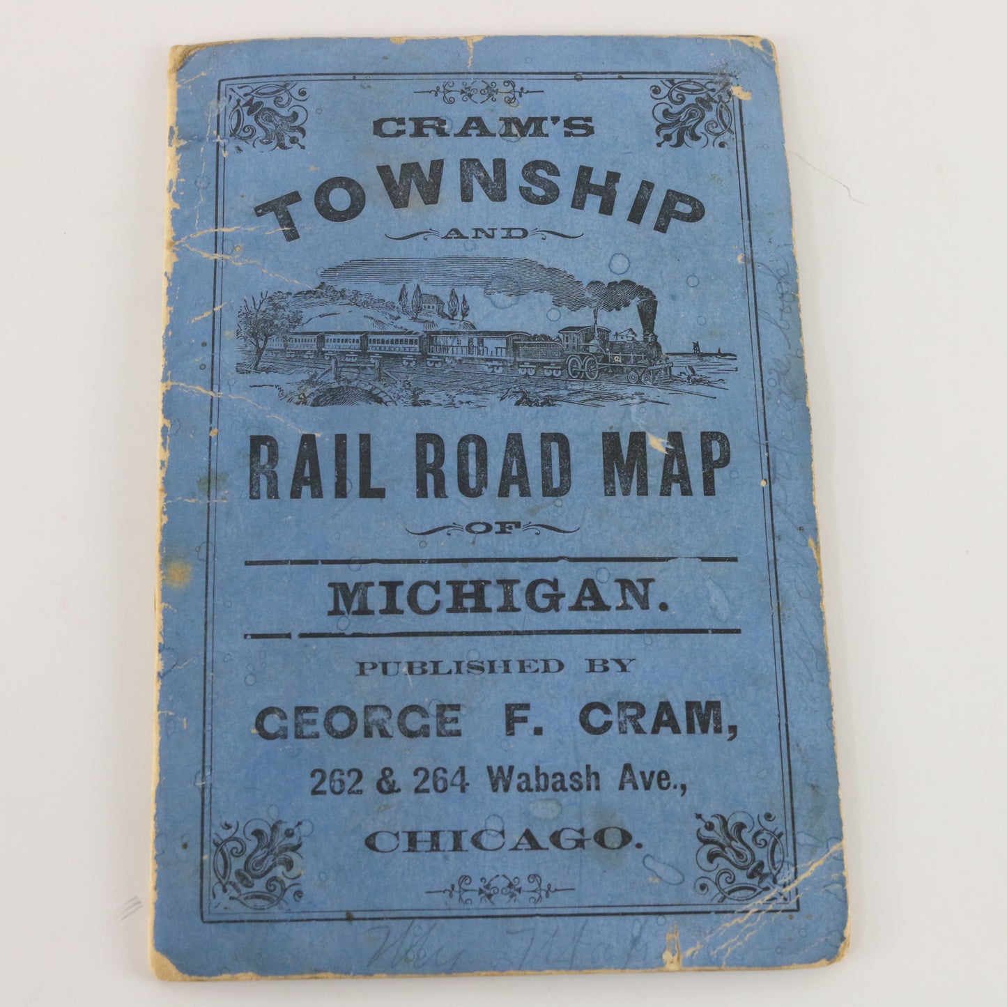 Vintage Crams Township & Railroad Map of Michigan by George Cram (1890s)