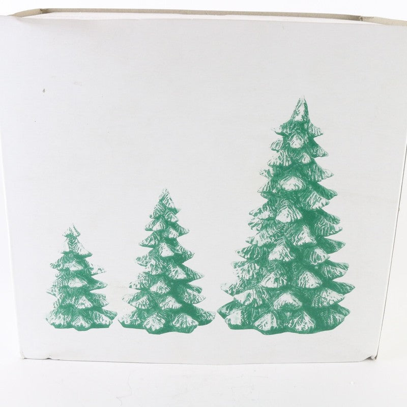 Dept 56 Village Evergreen Trees Set Of 3 Porcelain Accessories 52051