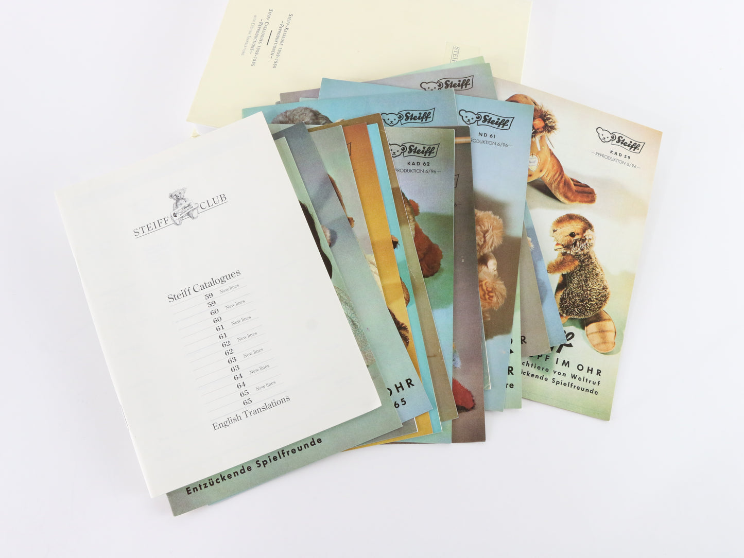 Lot of 3 Vintage Steiff Club Reproduction Catalogs & Boxes (1937-1965)