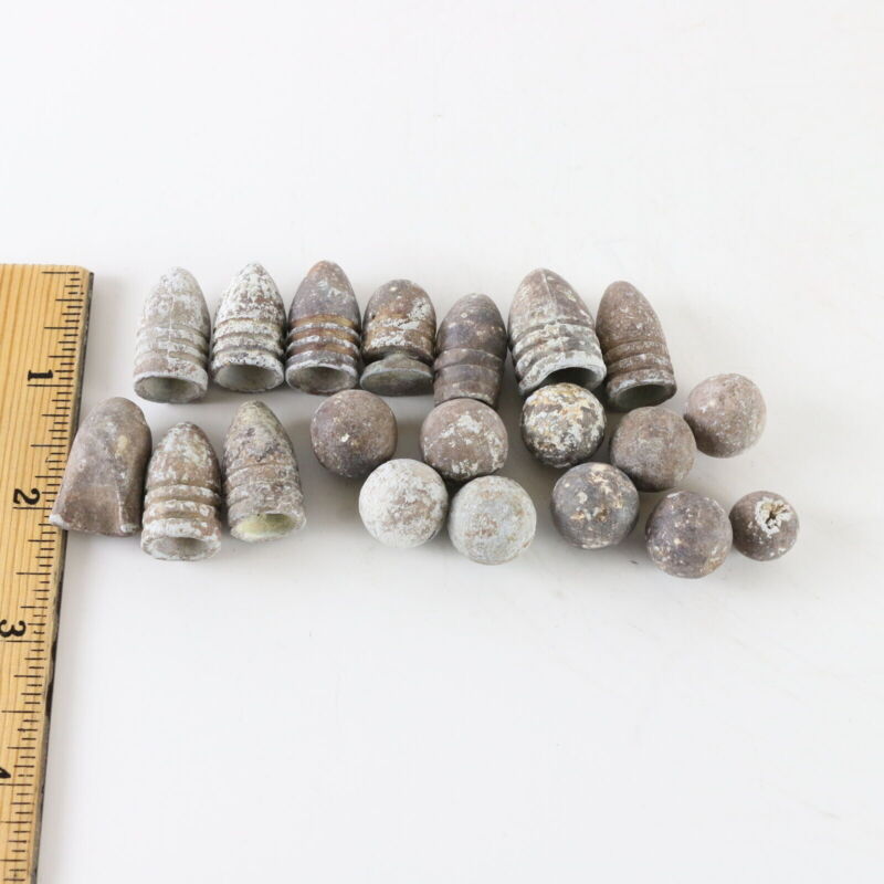 Lot Of 20 Vintage Civil War Era Virginia Minie Bullets & Musket Balls FIRED