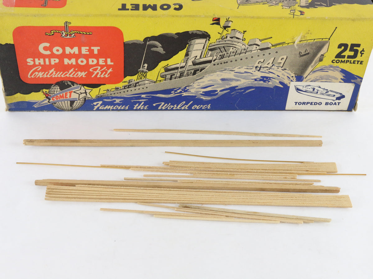 Torpedo Boat K8 Comet Ship Model Partially Assembled VINTAGE Wood Boat Kit