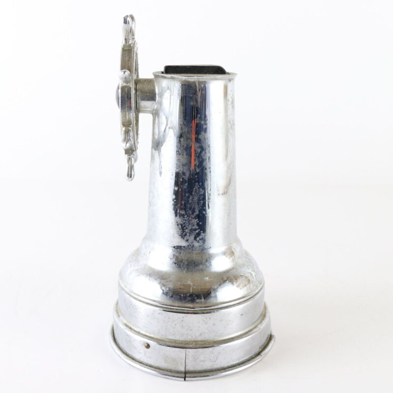 Vintage Ship Wheel Chrome Plate Mechanical Music Box & Table Top Lighter
