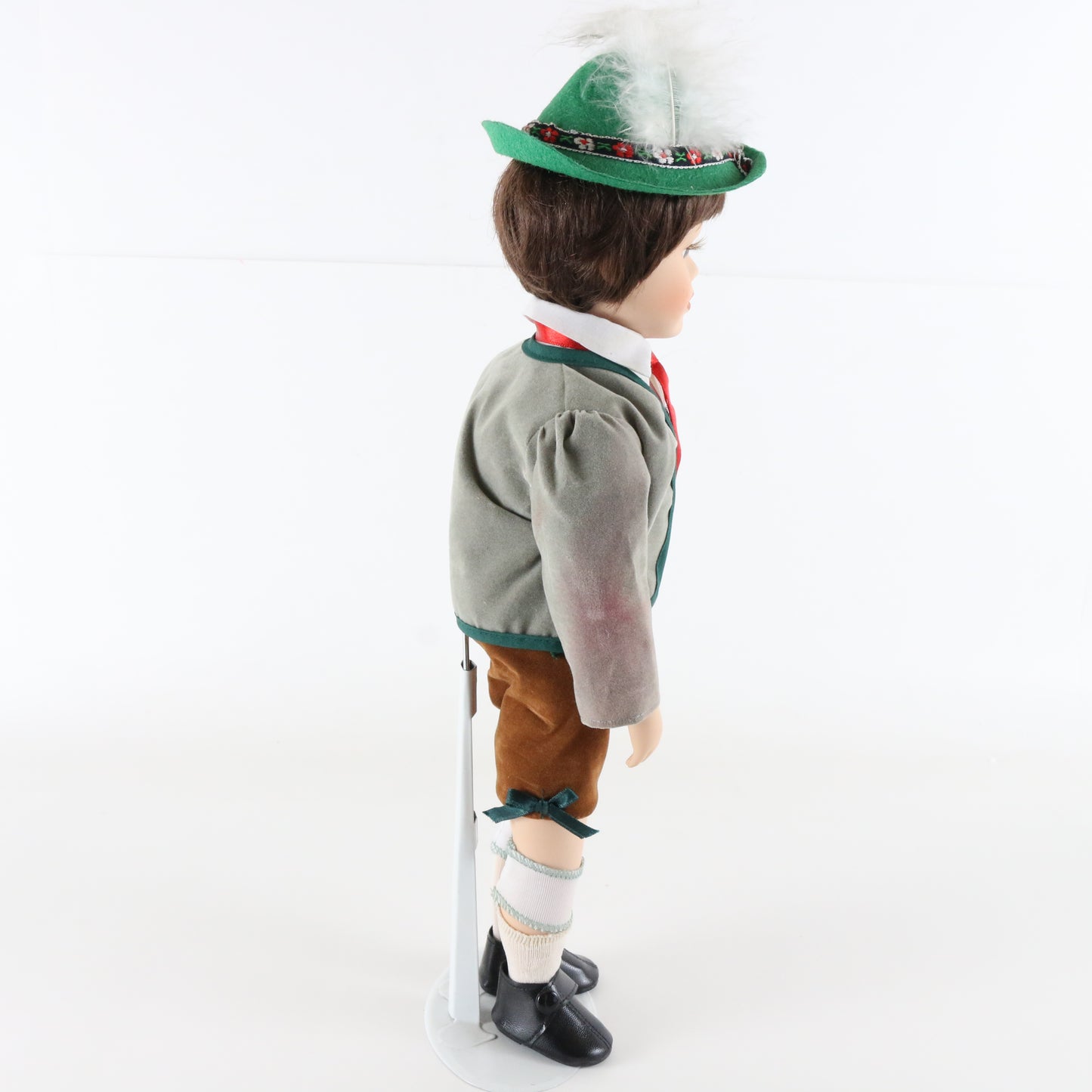 Vintage German Boy Chili Euro-exquisite Large 16" Porcelain Doll W/ Hat