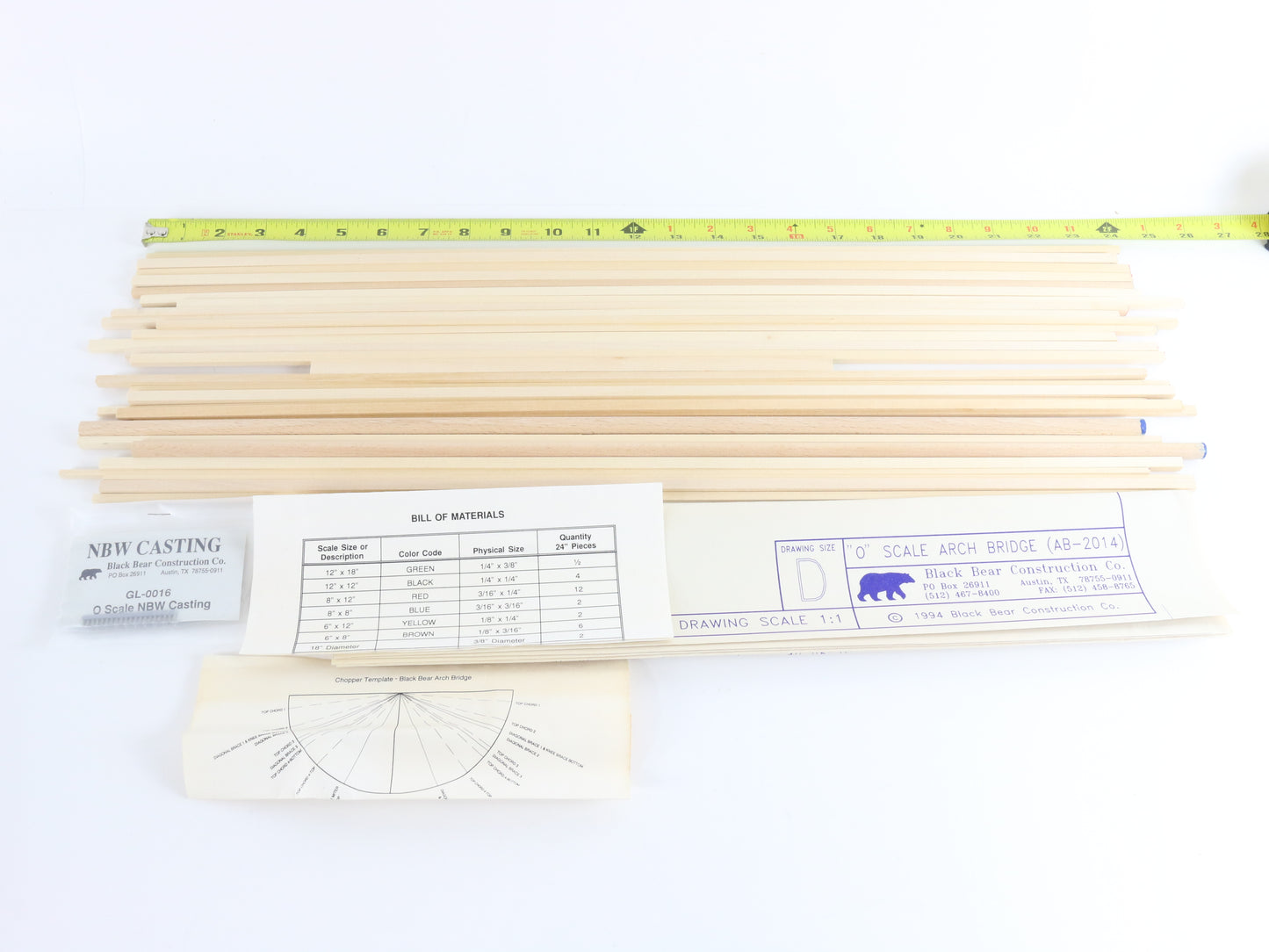 Lot Of Molds & Arch Bridge Ab-2014 Wooden Kit Black Bear Construction O DIY arch bridge kit for O scale trains