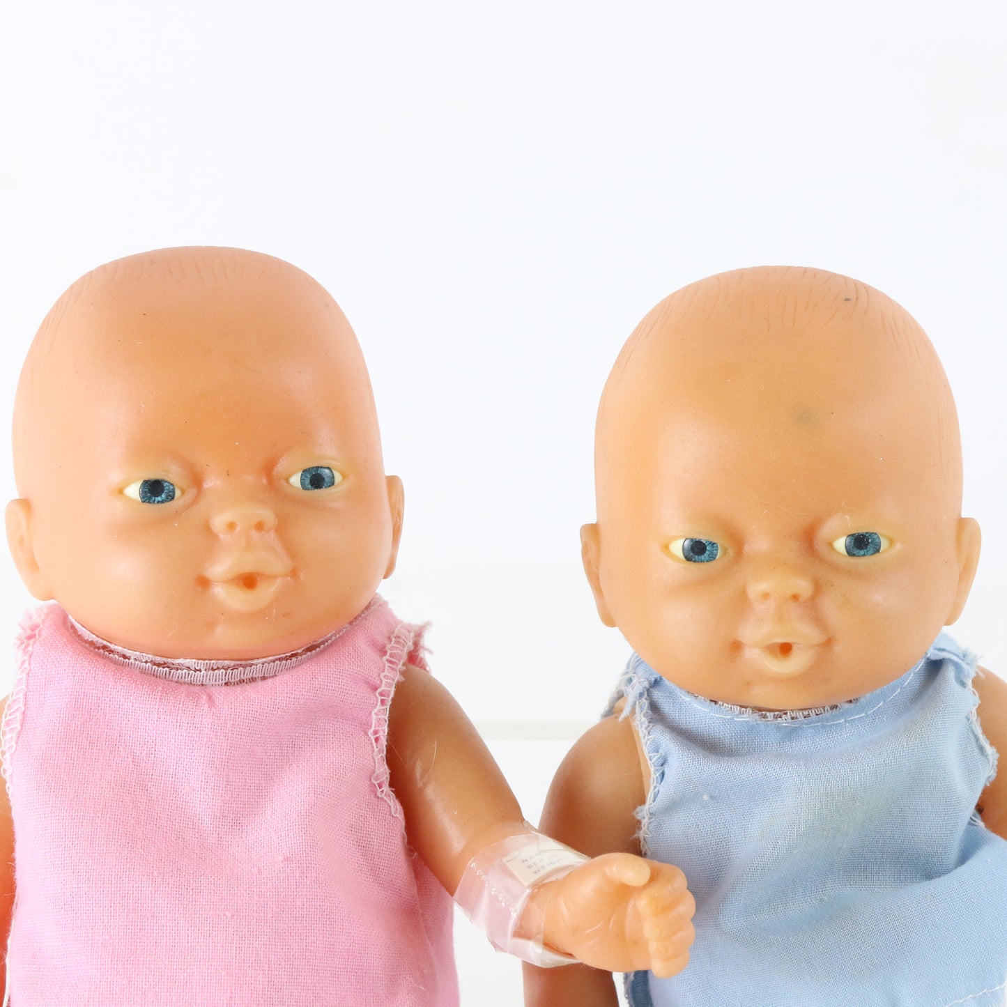 Lot Of 2 Vintage 1980s Emson Boy & Girl Newborn Babies 8.5" Vinyl Dolls