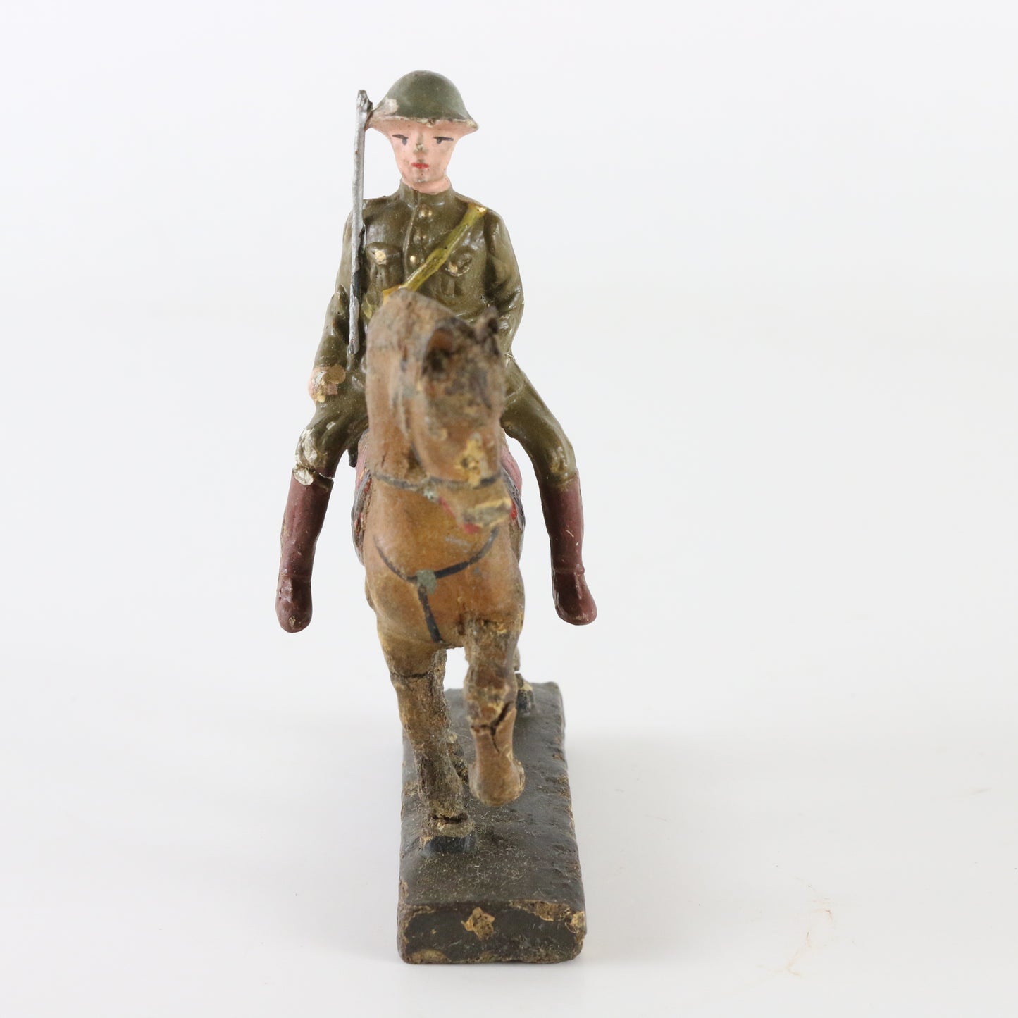Lineol soldier on walking horse with rifle German composite vintage display