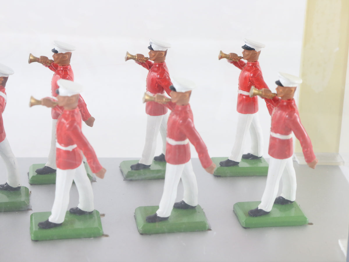 Set Of 10 US Marine Corps Drum & Bugle Corps Britains 54mm 7305