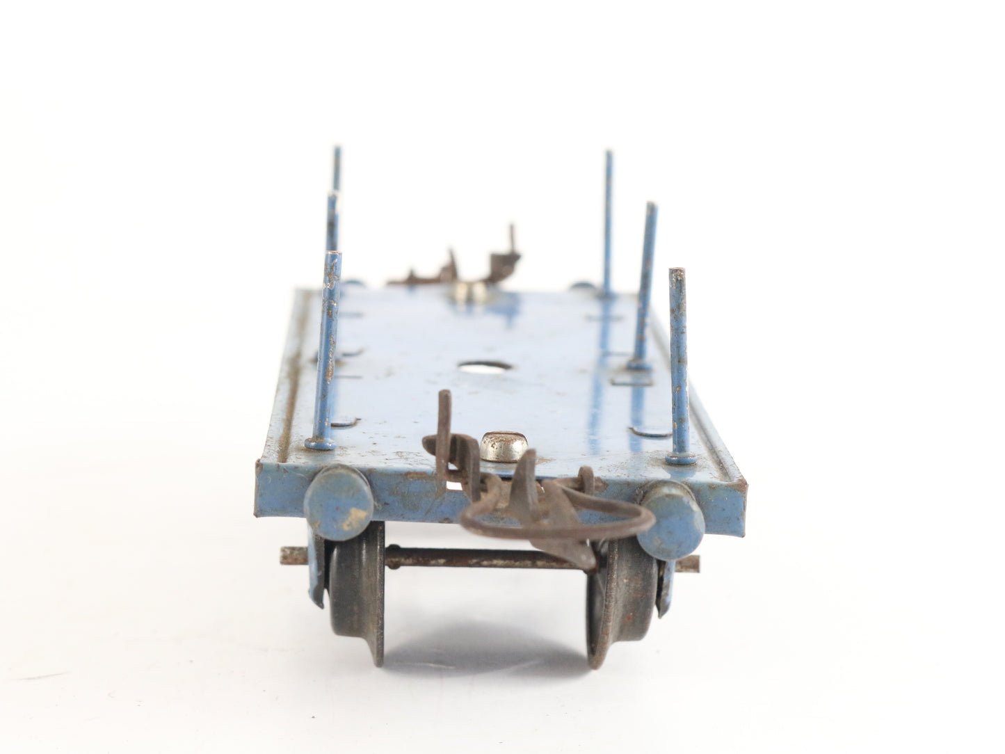 Unnumbered Blue Flat Car W/ Stakes Prewar Hornby Meccano O Model Train vintage stake flat wagon for cargo